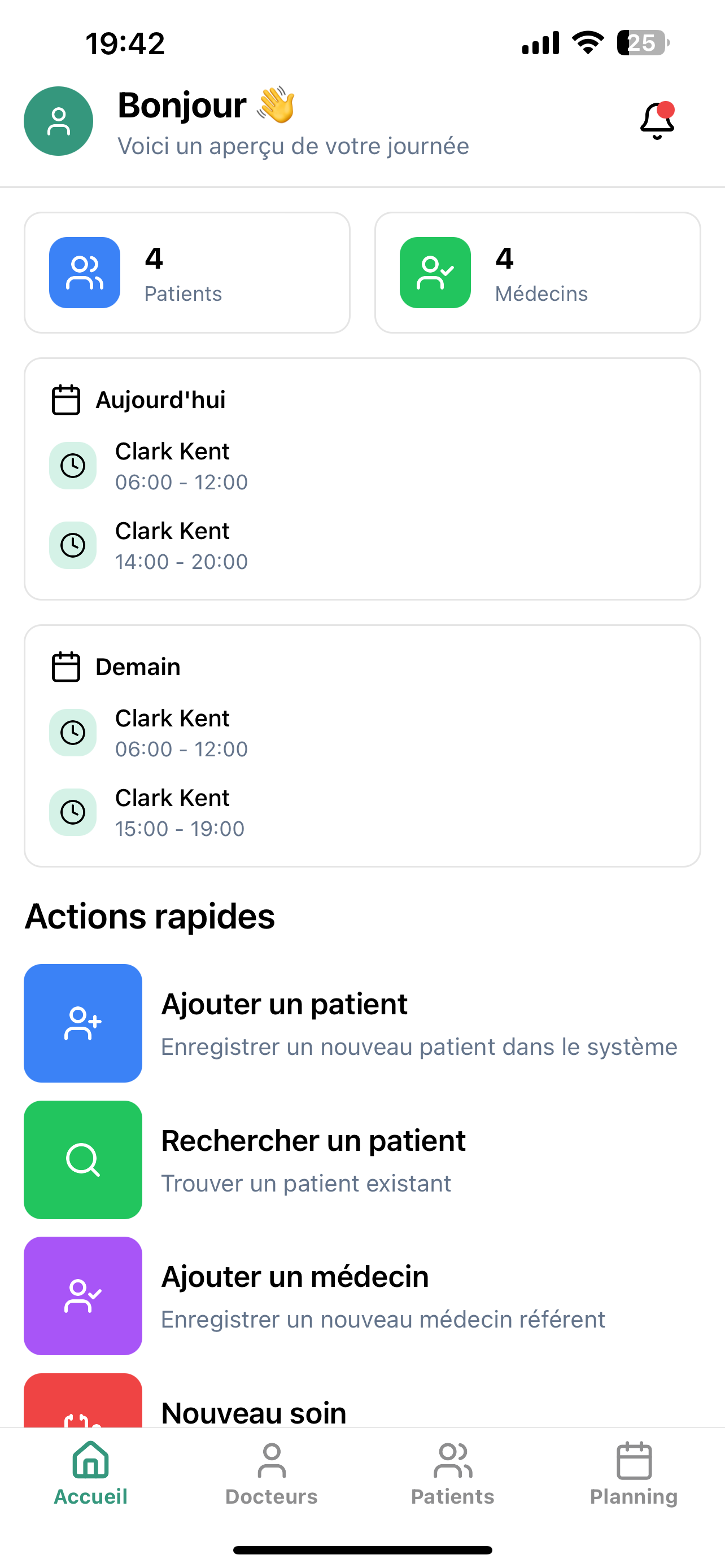 Aperçu de l'application Nurs Assist
